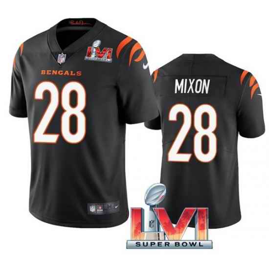 Nike Cincinati Bengals #28 Joe Mixon Black 2022 Super Bowl LVI Vapor Limited Jersey->cincinnati bengals->NFL Jersey