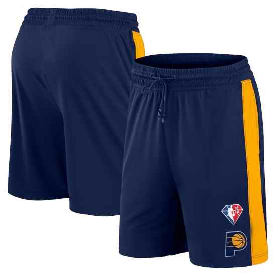 Men Indiana Pacers Navy Yellow Shorts->nba shorts->NBA Jersey