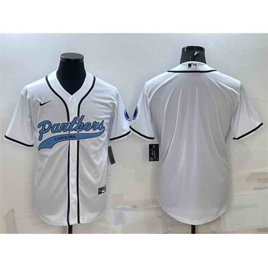 Men Carolina Panthers Blank White With Patch Cool Base Stitched Baseball Jersey->carolina panthers->NFL Jersey