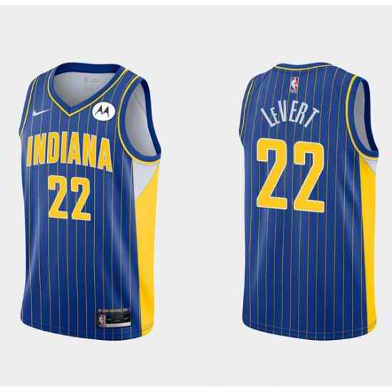Men Indiana Pacers 22 Caris LeVert 2020 #21 Blue City Edition Swingman Stitched Jersey->indiana pacers->NBA Jersey