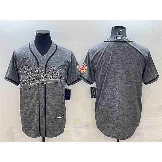 Men Kansas City Chiefs Blank Grey With Patch Cool Base Stitched Baseball Jersey->los angeles chargers->NFL Jersey
