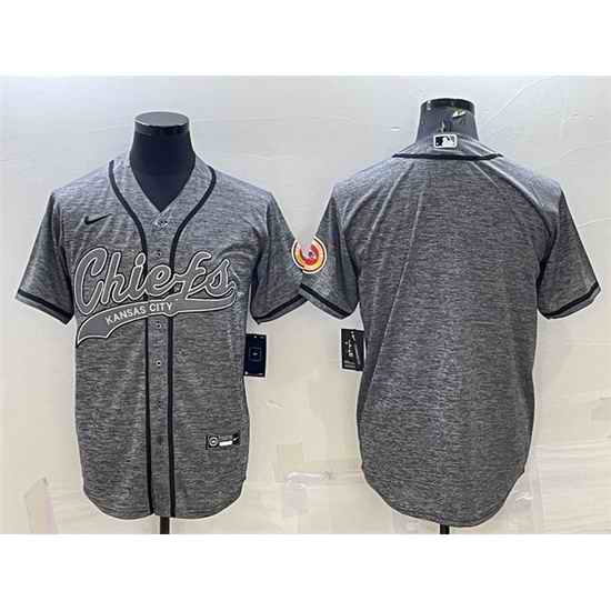 Men Kansas City Chiefs Blank Grey With Patch Cool Base Stitched Baseball Jersey->jacksonville jaguars->NFL Jersey