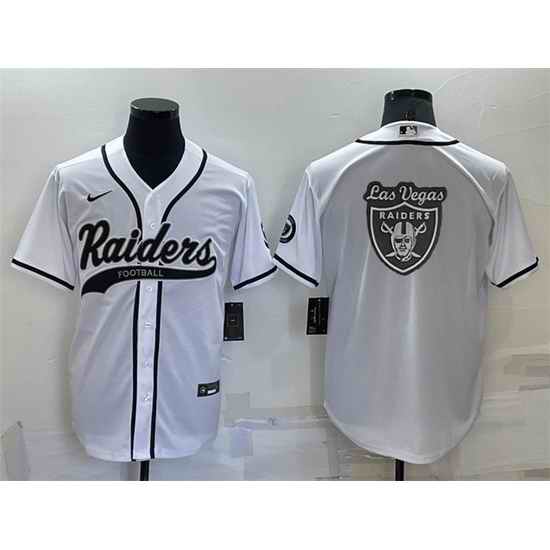 Men Las Vegas Raiders White Team Big Logo With Patch Cool Base Stitched Baseball Jersey->las vegas raiders->NFL Jersey