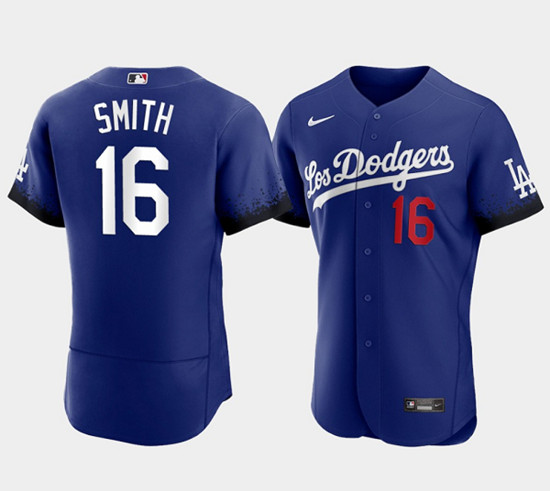 Men's Los Angeles Dodgers #16 Will Smith 2021 Royal City Connect Flex Base Stitched Baseball Jersey->milwaukee brewers->MLB Jersey