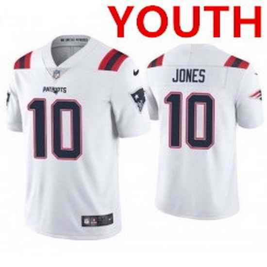 Youth new england patriots #10 mac jones white 2021 vapor limited football jersey->youth nfl jersey->Youth Jersey