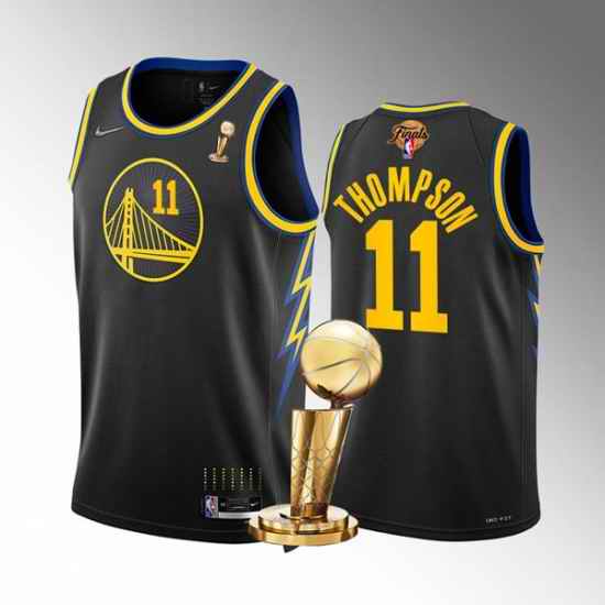 Men's Golden State Warriors #11 Klay Thompson 2022 Black NBA Finals Champions Stitched Jersey->golden state warriors->NBA Jersey