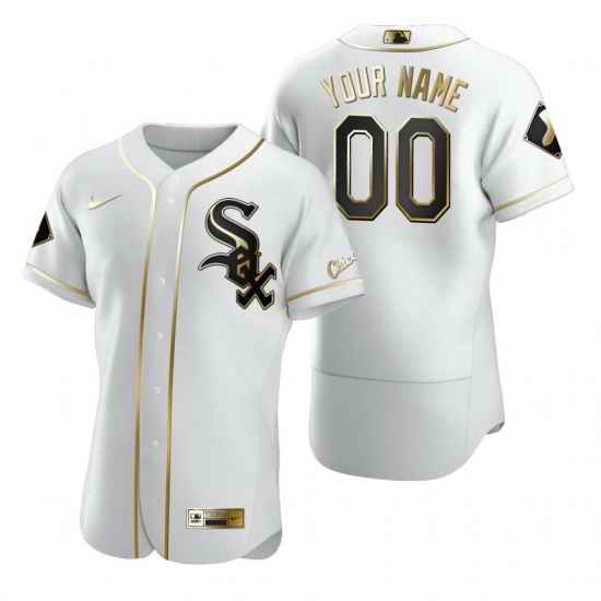 Men Women Youth Toddler Chicago ??hite Sox White Gold Custom Nike MLB Flex Base Jersey->customized mlb jersey->Custom Jersey