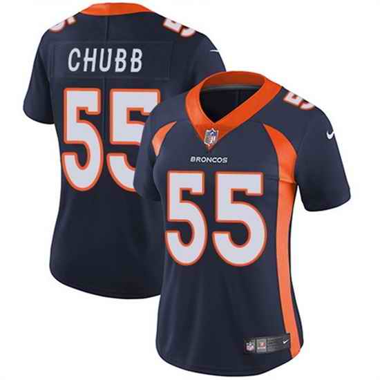 Women Denver Broncos #55 Bradley Chubb Navy Vapor Untouchable Limited Stitched NFL Jersey->women nfl jersey->Women Jersey