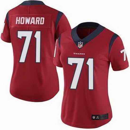 Women Houston Texans Tytus Howard #71 Red Vapor Limited Stitched NFL Jersey->women nfl jersey->Women Jersey