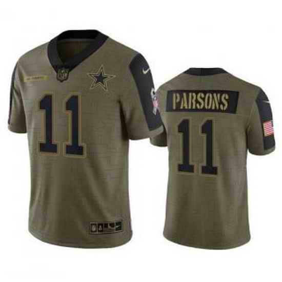 Men Dallas Cowboys #11 Micah Parsons Olive 2021 Salute To Service Limited Stitched Jersey->green bay packers->NFL Jersey