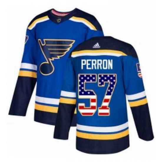 Mens Adidas St Louis Blues #57 David Perron Authentic Blue USA Flag Fashion NHL Jersey->st.louis blues->NHL Jersey