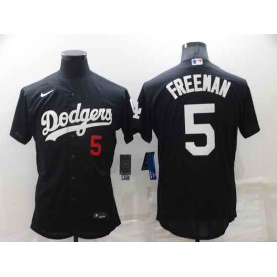 Men's Nike Los Angeles Dodgers #5 Freddie Freeman Black Jersey->cincinnati reds->MLB Jersey