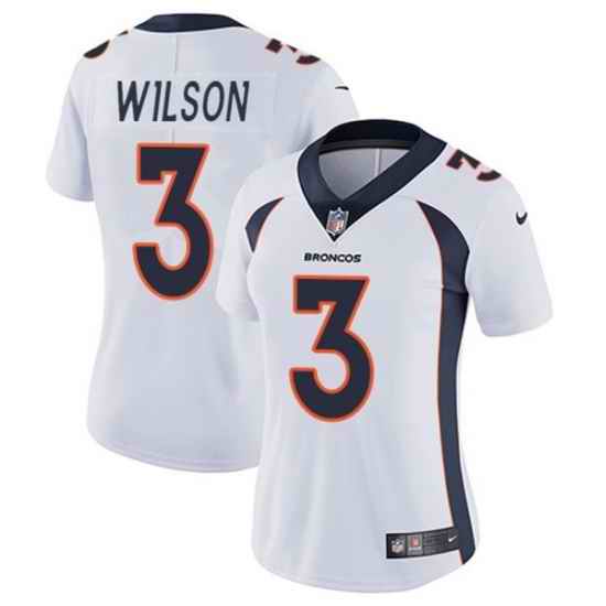 Women's Denver Broncos #3 Russell Wilson White Vapor Limited Stitched Jersey->women nfl jersey->Women Jersey