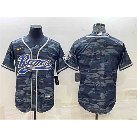Men Los Angeles Rams Blank Grey Navy With Patch Cool Base Stitched Baseball JerseyS->los angeles rams->NFL Jersey