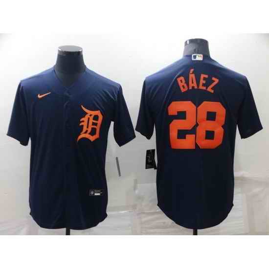 Men Detroit Tigers #28 Javier B E1ez Navy Cool Base Stitched Jerse->detroit tigers->MLB Jersey