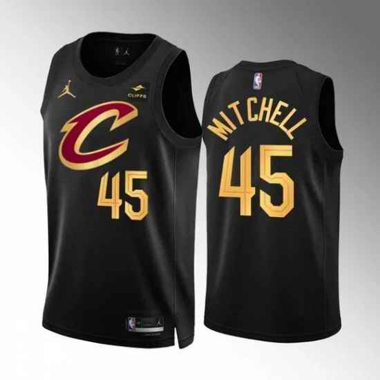 Men Cleveland Cavaliers #45 Donovan Mitchell Black Stitched Jersey->philadelphia 76ers->NBA Jersey