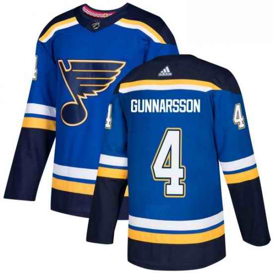 Mens Adidas St Louis Blues #4 Carl Gunnarsson Authentic Royal Blue Home NHL Jersey->st.louis blues->NHL Jersey