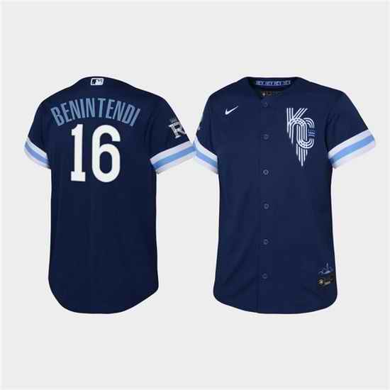 Youth Kansas City Royals #16 Andrew Benintendi 2022 Navy City Connect Stitched Baseball Jersey->youth mlb jersey->Youth Jersey