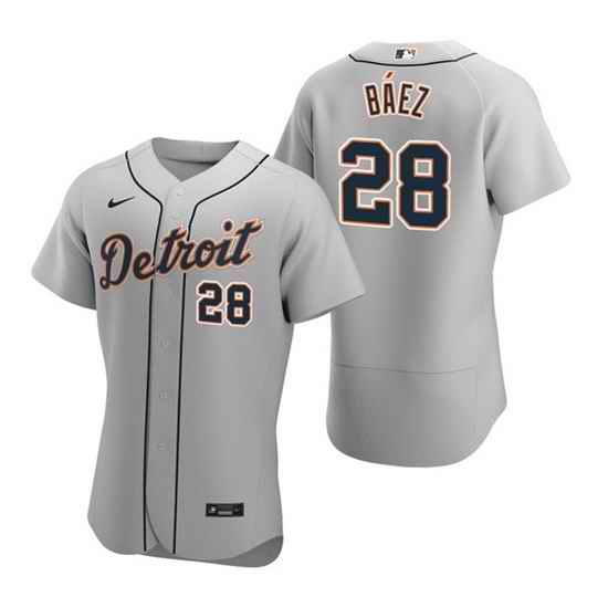 Men Detroit Tigers #28 Javier B E1ez Grey Flex Base Stitched jersey->detroit tigers->MLB Jersey