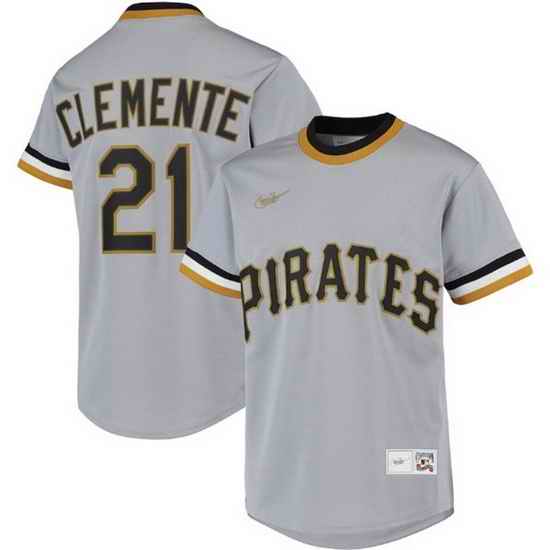 Men Pittsburgh Pirates #21 Roberto Clemente Grey Stitched jersey->boston red sox->MLB Jersey