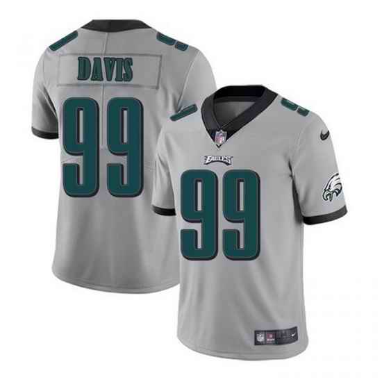 Nike Eagles #99 Jordan Davis Gray 2022 NFL Draft Vapor Untouchable Limited Jerse->hall of fame 50th patch->NFL Jersey