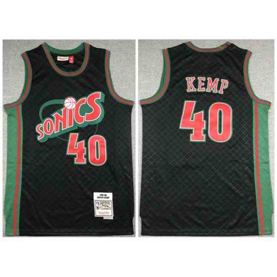 Men Oklahoma City Thunder #40 Shawn Kemp Black 1995 96 Throwback SuperSonics Stitched Jersey->orlando magic->NBA Jersey