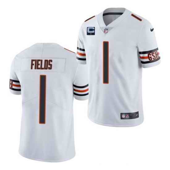 Men Chicago Bears 2022 #1 Justin Fields White With 1-star C Patch Vapor Untouchable Limited Stitched->chicago bears->NFL Jersey