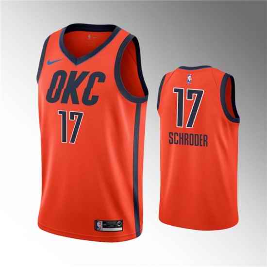 Men Oklahoma City Thunder #17 Dennis Schroder Orange Stitched Basketball Jersey->oklahoma city thunder->NBA Jersey