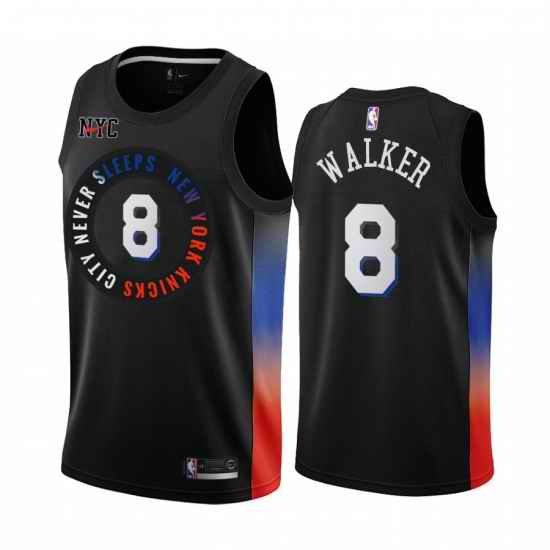 Nike New York Knicks #8 Kemba Walker Black NBA Swingman 2020 21 City Edition Jersey->new york knicks->NBA Jersey