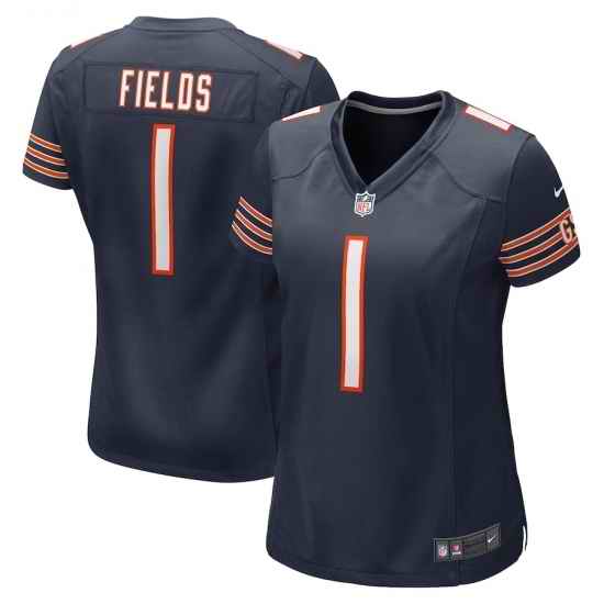 Women's Chicago Bears #1 Justin Fields Nike Navy 2021 NFL Draft First Round Pick Limited Jersey->women nfl jersey->Women Jersey