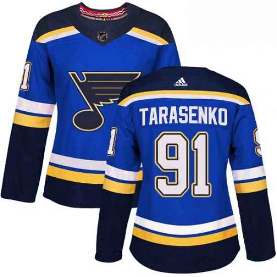 Womens Adidas St Louis Blues #91 Vladimir Tarasenko Authentic Royal Blue Home NHL Jersey->women nhl jersey->Women Jersey