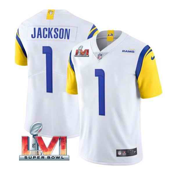 Nike Rams #1 Desean Jackson White 2022 Super Bowl LVI Vapor Limited Jersey->los angeles rams->NFL Jersey
