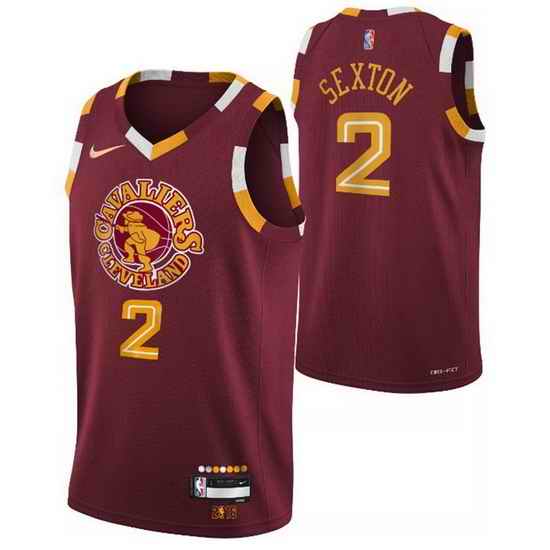 Men's Cleveland Cavaliers #2 Collin Sexton Red 2021 2022 75th Anniversary City Edition Swingman Stitched Jersey->dallas mavericks->NBA Jersey