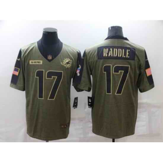 Men's Miami Dolphins #17 Jaylen Waddle Nike Olive 2021 Salute To Service Limited Player Jersey->miami dolphins->NFL Jersey