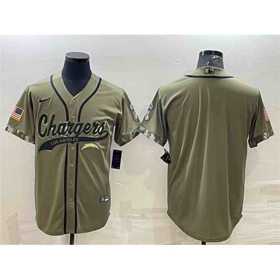 Men Los Angeles Chargers Blank Olive Salute To Service Cool Base Stitched Baseball Jersey->los angeles rams->NFL Jersey