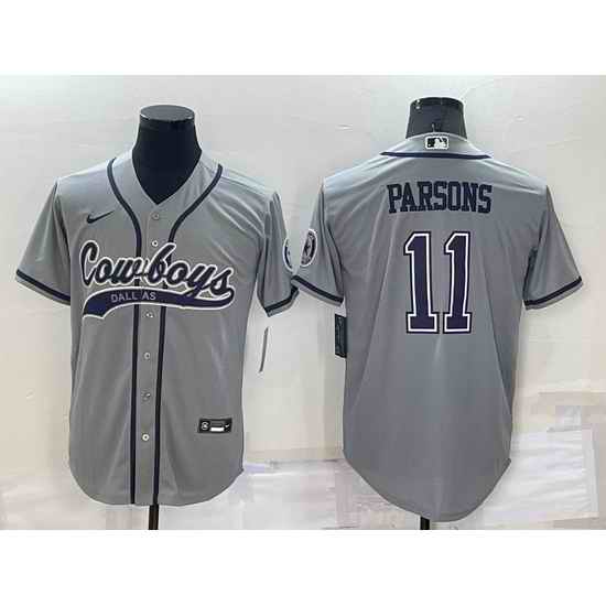 Men Dallas Cowboys #11 Micah Parsons Grey Cool Base Stitched Baseball Jersey->dallas cowboys->NFL Jersey