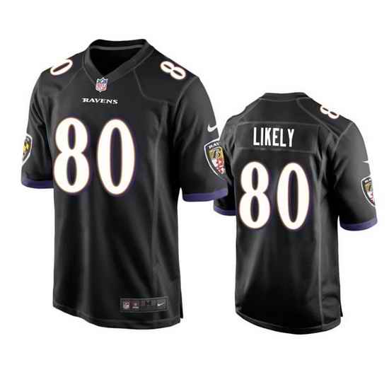 Men Baltimore Ravens #80 Isaiah Likely Black Game Jersey->baltimore ravens->NFL Jersey