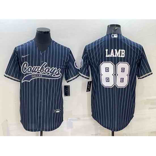 Men Dallas Cowboys #88 CeeDee Lamb Navy With Patch Cool Base Stitched Baseball Jersey->green bay packers->NFL Jersey