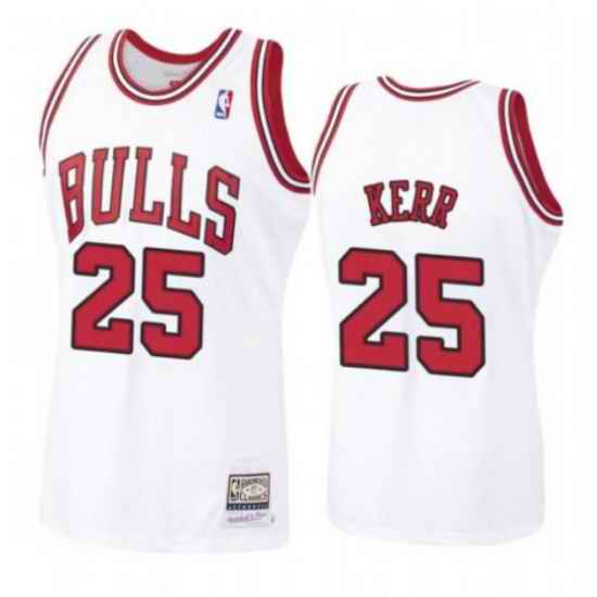 Men Chicago Bulls #25 Steve Kerr White Throwback Stitched Jerse->philadelphia 76ers->NBA Jersey