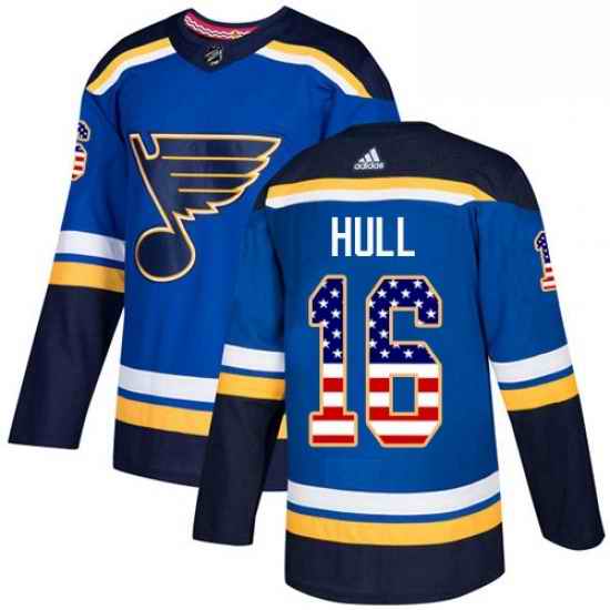 Mens Adidas St Louis Blues #16 Brett Hull Authentic Blue USA Flag Fashion NHL Jersey->st.louis blues->NHL Jersey