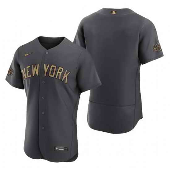 Men New York Yankees Blank 2022 All Star Charcoal Flex Base Stitched Baseball Jersey->minnesota twins->MLB Jersey