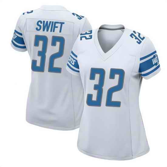 Women Detroit Lions D'Andre Swift #32 White Vapor Limited Stitched NFL Jersey->women nfl jersey->Women Jersey