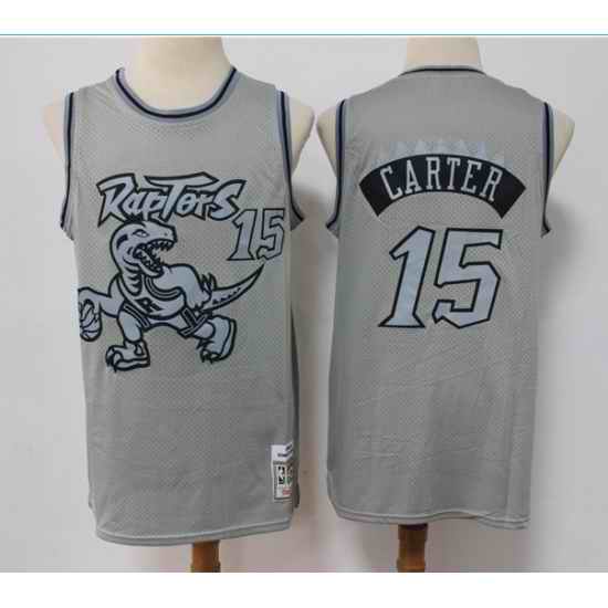 Men Toronto Raptors #15 Vince Carter Grey Throwback Stitched Basketball Jersey->toronto raptors->NBA Jersey