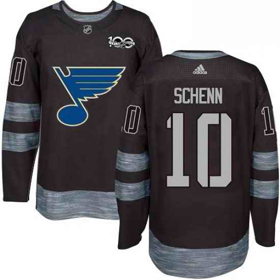 Mens Adidas St Louis Blues #10 Brayden Schenn Authentic Black 1917 2017 100th Anniversary NHL Jersey->st.louis blues->NHL Jersey
