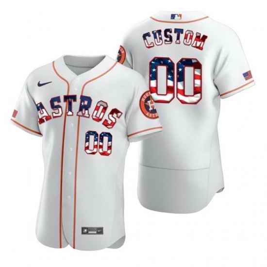 Men Women Youth Toddler Houston Astros White US Flag Fashion Custom Nike MLB Flex Base Jersey->customized mlb jersey->Custom Jersey