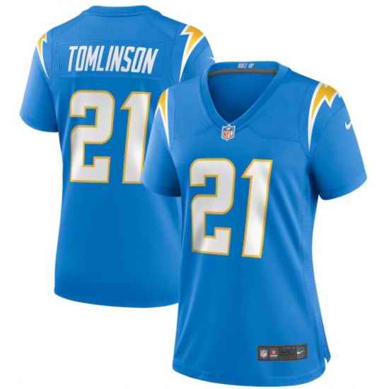 Women Los Angeles Chargers LaDainian Tomlinson Powder Blue 2020 Vapor Limited Jersey->women nfl jersey->Women Jersey