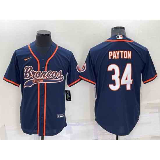 Men Chicago Bears #34 Walter Payton Navy Cool Base Stitched Baseball Jersey->chicago bears->NFL Jersey
