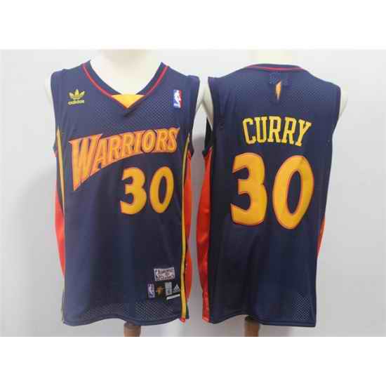 Men Golden State Warriors #30 Stephen Curry Throwback Navy Hardwood Classics Jersey->los angeles lakers->NBA Jersey