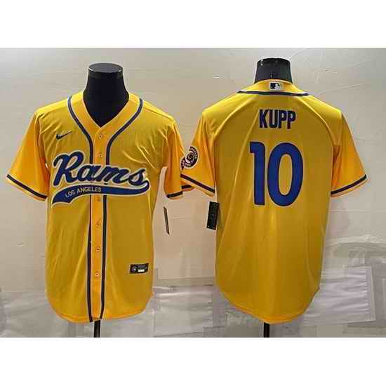 Men Los Angeles Rams #10 Cooper Kupp Yellow Cool Base Stitched Baseball Jersey->los angeles chargers->NFL Jersey