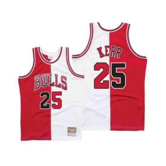 Men Chicago Bulls #25 Steve Kerr White Red Throwback Stitched Jerse->golden state warriors->NBA Jersey